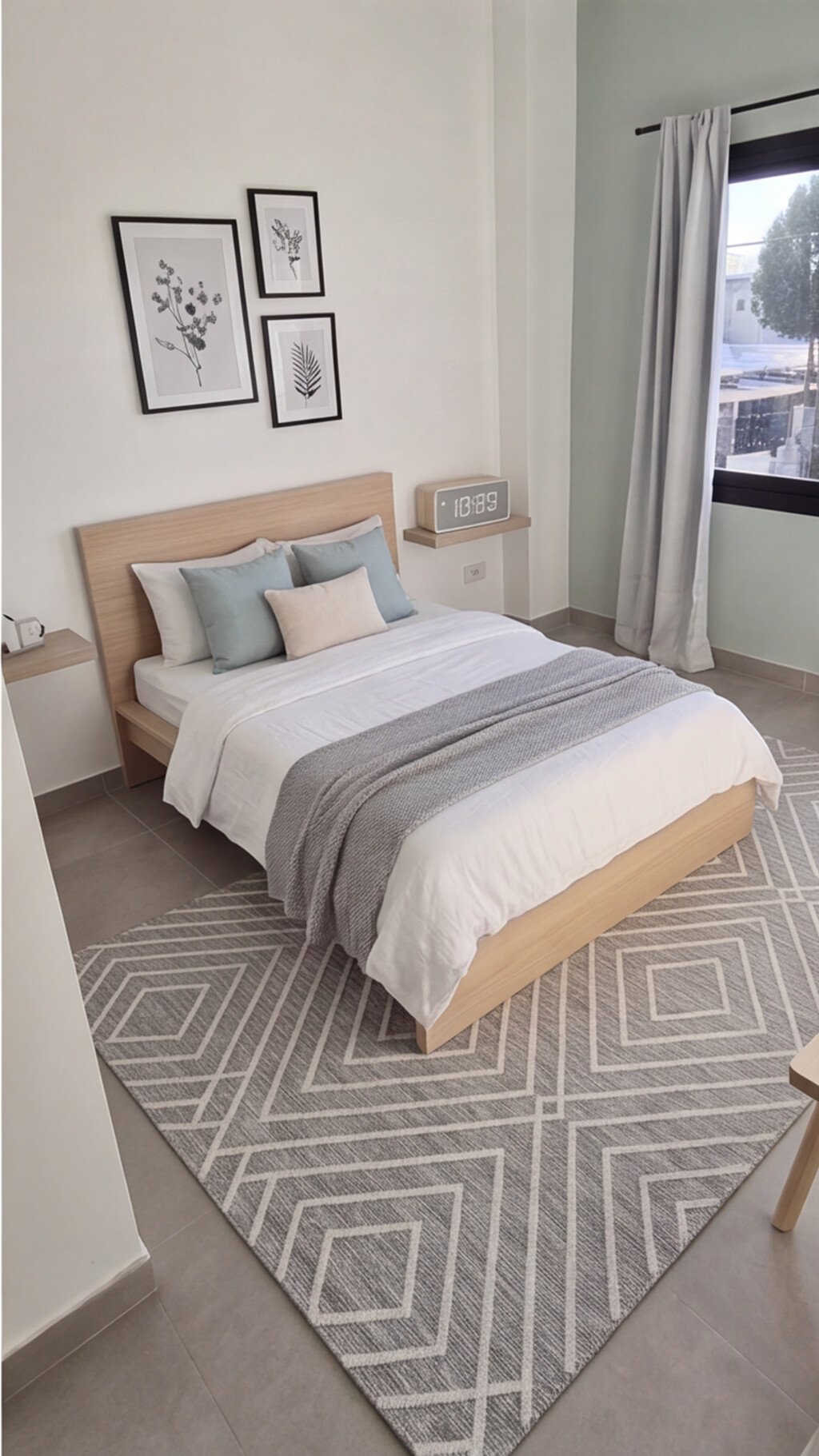 Dormitorio decorado, vista general